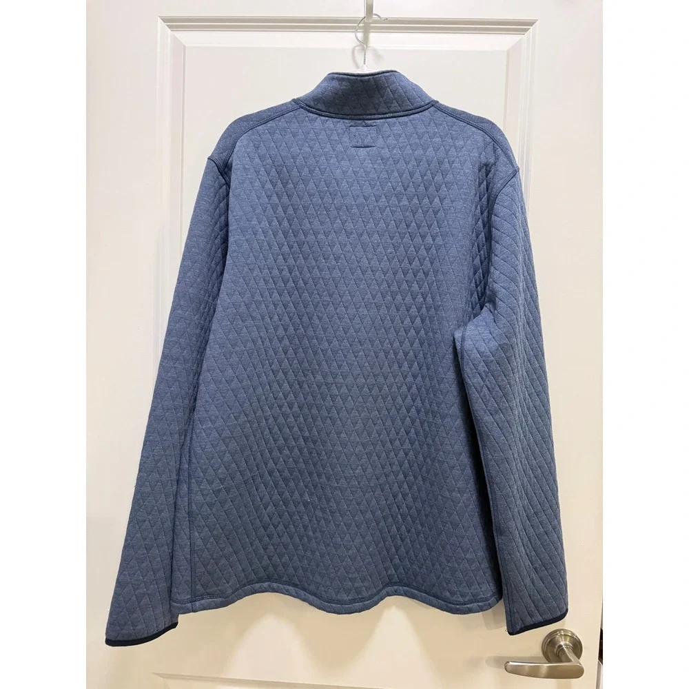 J.Crew Authentic Fleece Mens XXL Blue Diamond Quilted Quarter Zip Pullover Mock